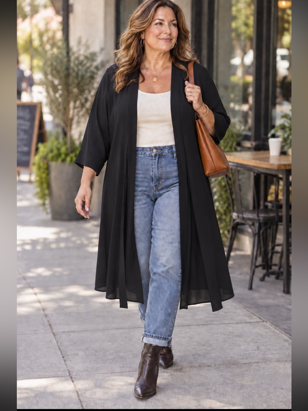 Lightweight Black Duster Cardigan Open Front Size tie waist 18